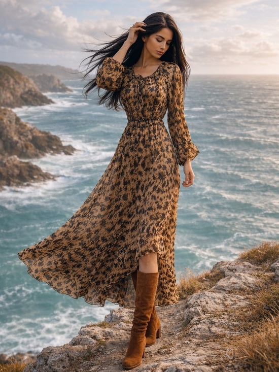 Melloday Dresses & Skirts - Melloday sz MD maxi sheer leopard print dress NWT